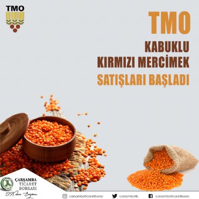Tmo'dan Kabuklu Kırmızı Mercimek Satışı