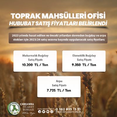 Tmo Hububat Satış Fiyatları Belirlendi