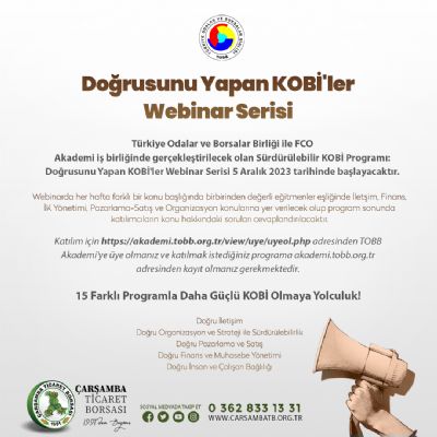 Doğrusunu Yapan Kobi'ler Webinar Serisi Başlıyor
