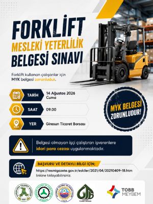 Forklift Mesleki Yeterlilik Belgesi ( Myk ) Sınavı Hakkında