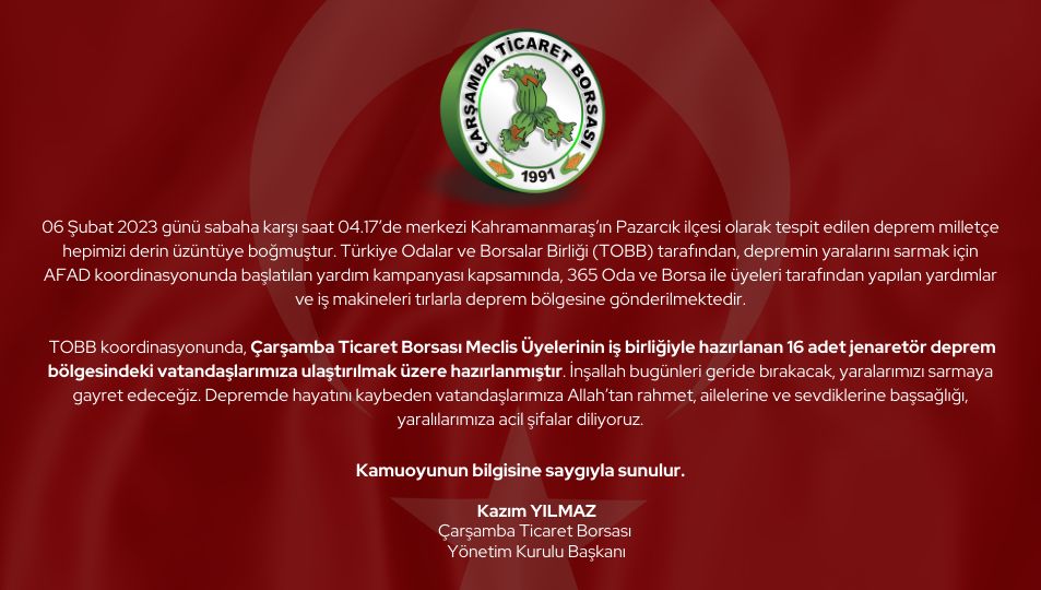 Kahramanmaraş'ta Gerçekleşen Depreme İlişkin Basın Açıklaması