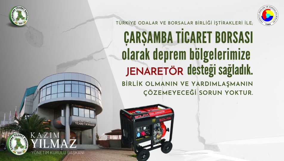 ÇTB'den Deprem Bölgesine Jenaretör Yardımı