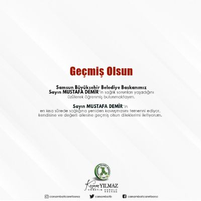 Başkan YILMAZ'dan Büyükşehir Belediye Başkanı DEMİR'e Geçmiş Olsun Mesajı
